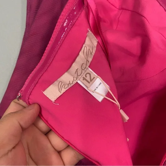 Anthropologie Hutch Calloway Strapless Bustier Tulle Maxi Dress Purple Red Sz 12 - Picture 7 of 8